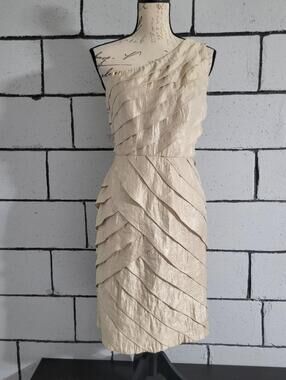 BUNDLE SALE!  Adrianna Papell One-Shoulder Champagne Cocktail Dress Sz 8